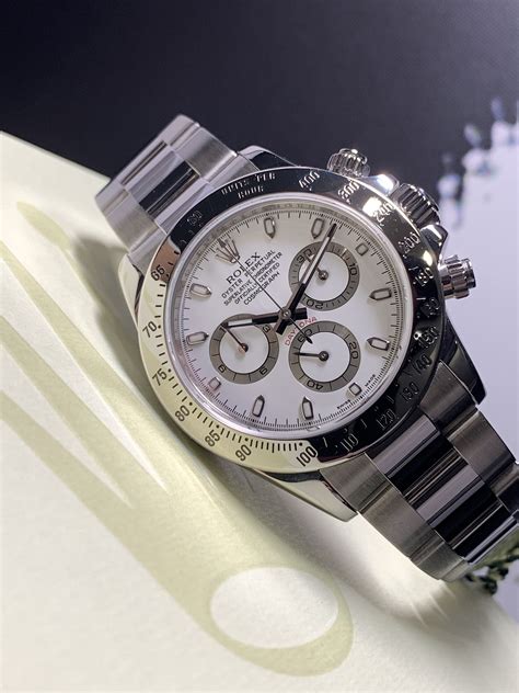 rolex stainless steel daytona white face|Rolex daytona 116520 40 mm.